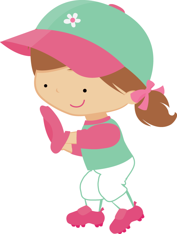 Say Hello - Baseball Girl Clipart (609x805)