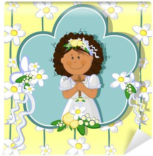 Prima Comunione Bambina-first Communion Girl Wall Mural - First Communion (400x400)