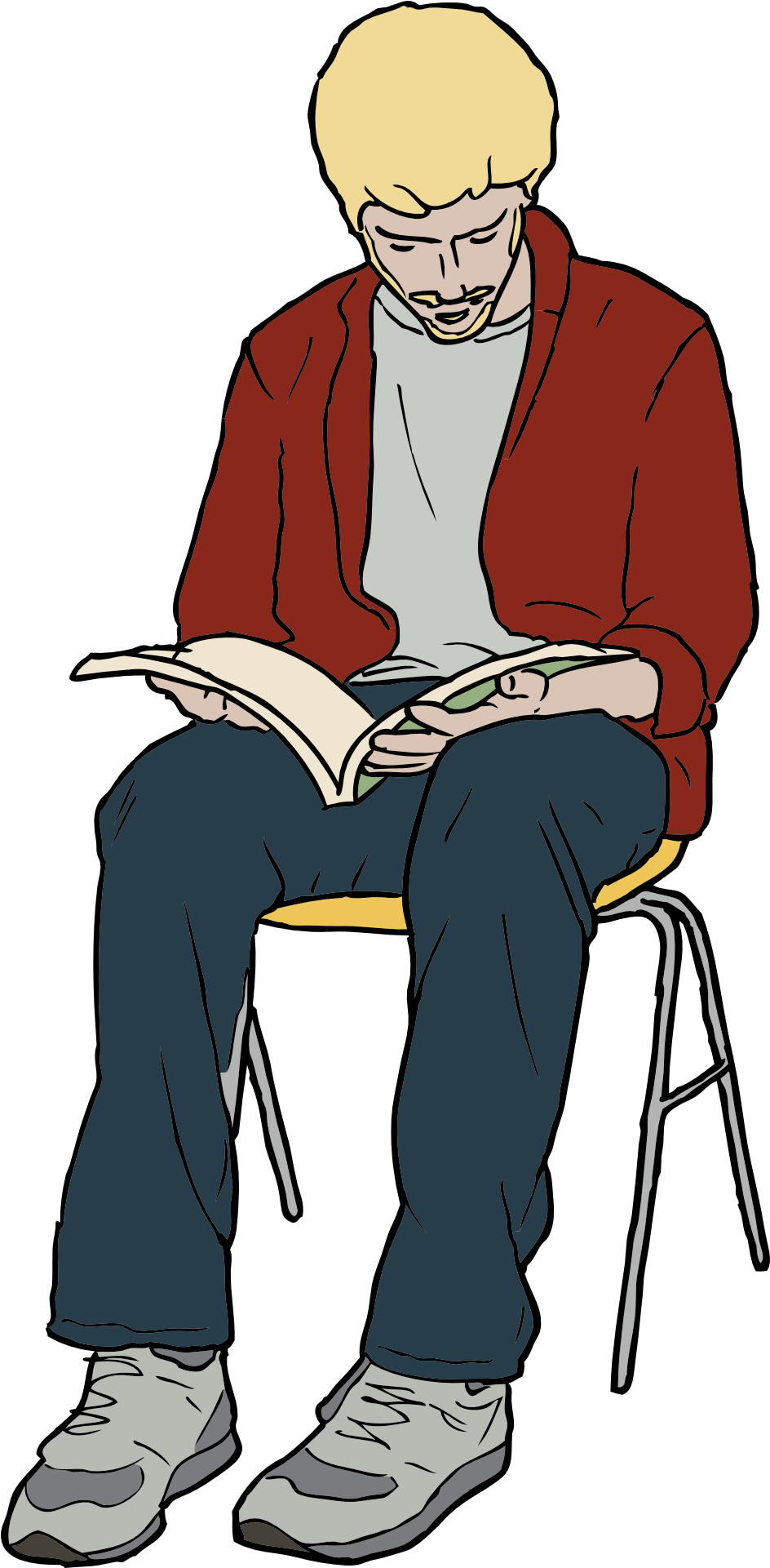 Free Vector Man Sitting Reading Clip Art - Cartoon Person Sitting Down (960x1920)