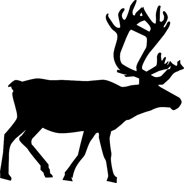 North, Silhouette, Christmas, Reindeer, Santa, Animal - Reindeer Clipart Black (640x639)