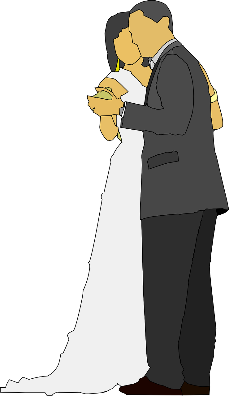 Danse Clipart Bride And Groom - Cartoon Man And Lady Dancing (740x1280)