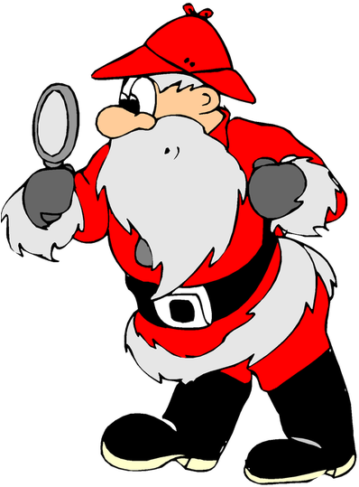 Funny Santa Christmas Image Reindeer Free Public Domain - Santa Detective (400x552)