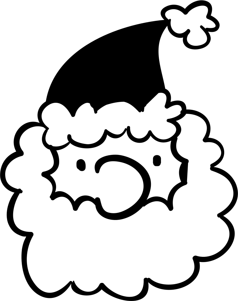 Santa's Head Wirh Curly Beard Comments - Santa Claus Cartoon Black And White (776x981)