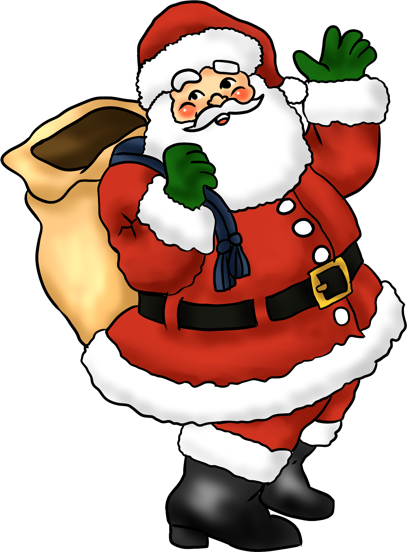 Free Lovely Santa Claus Clip Art - Whimsical Christmas Easy Coloring Book For Adults (2000x2000)