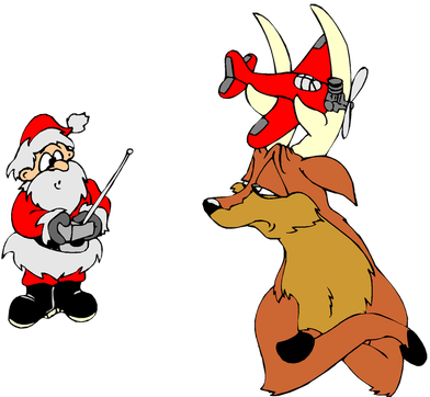 Funny Santa Christmas Image Reindeer Free Public Domain - English As A Second Or Foreign Language (400x370)