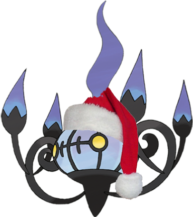 If Santa Ever Needs A Vacation, Chandelure Is Definitely - Ghost Type Pokemon Names (431x431)
