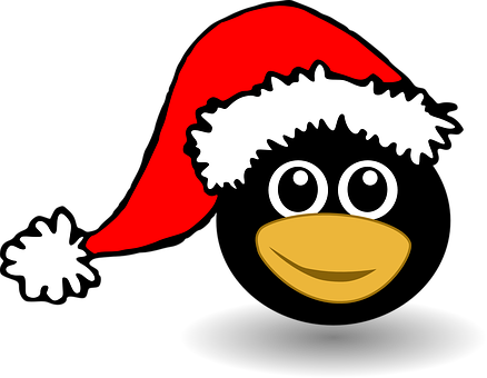 Penguin, Tux, Bird, Happy, Animal - Penguin Santa Yard Sign (438x340)