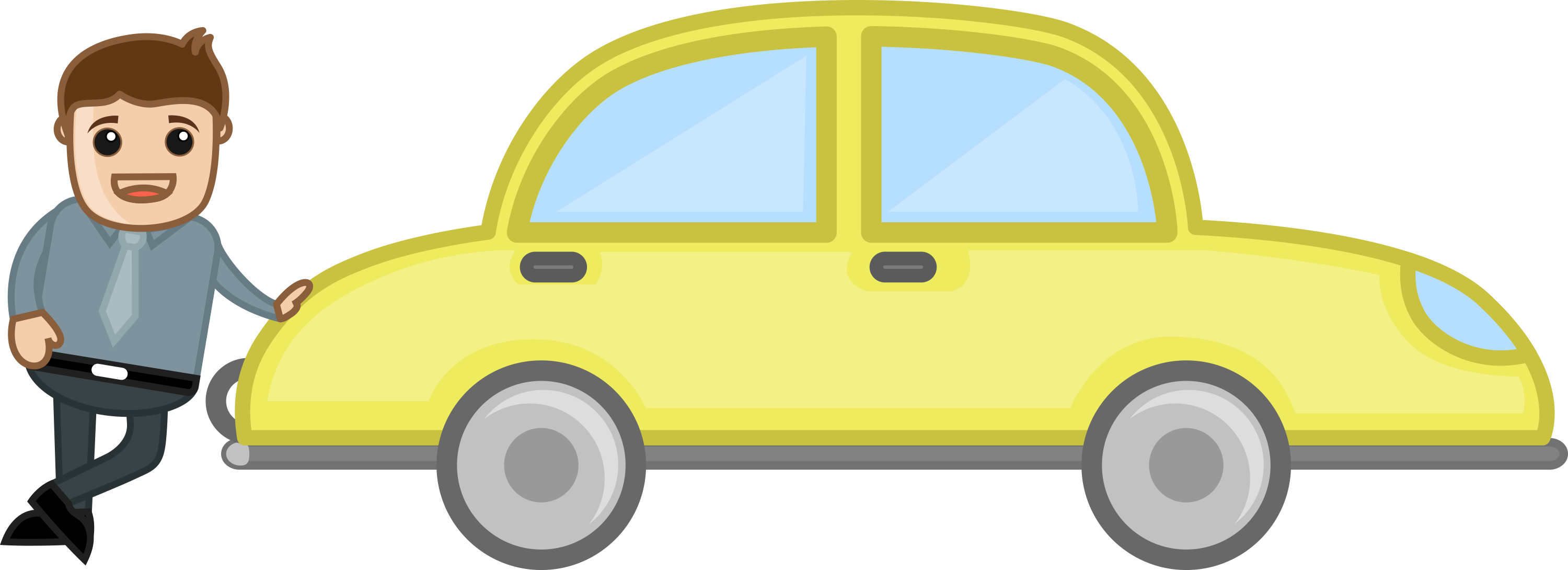 Clip Art Car Man Standing With Png Clipart Download - Man Car Clipart (3000x1090)