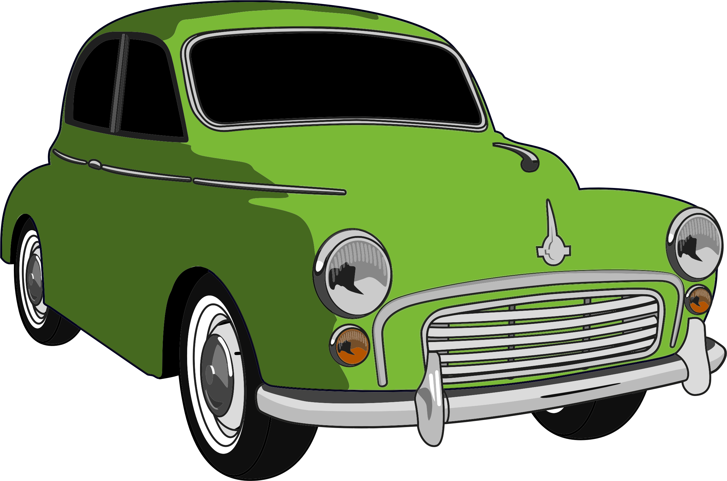 Classic Car Clipart Cute - Green Car Png (2358x1561)