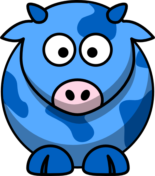 Blue Cow 2 Clip Art At Clker - Draw Cartoon Cow (528x598)