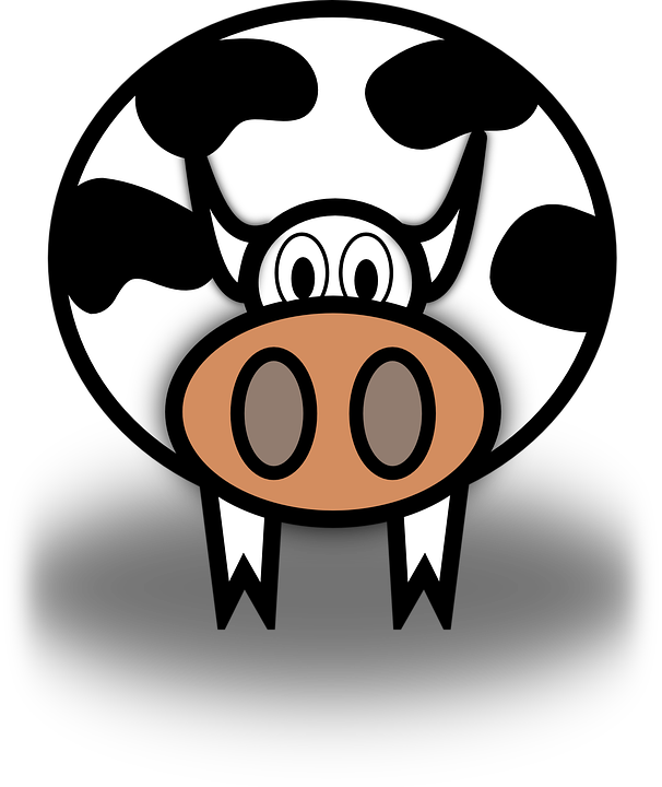 Simple, Cartoon, Barn, Farm, Cow, Milk, Dairy, Animal - Cow Clip Art (606x720)