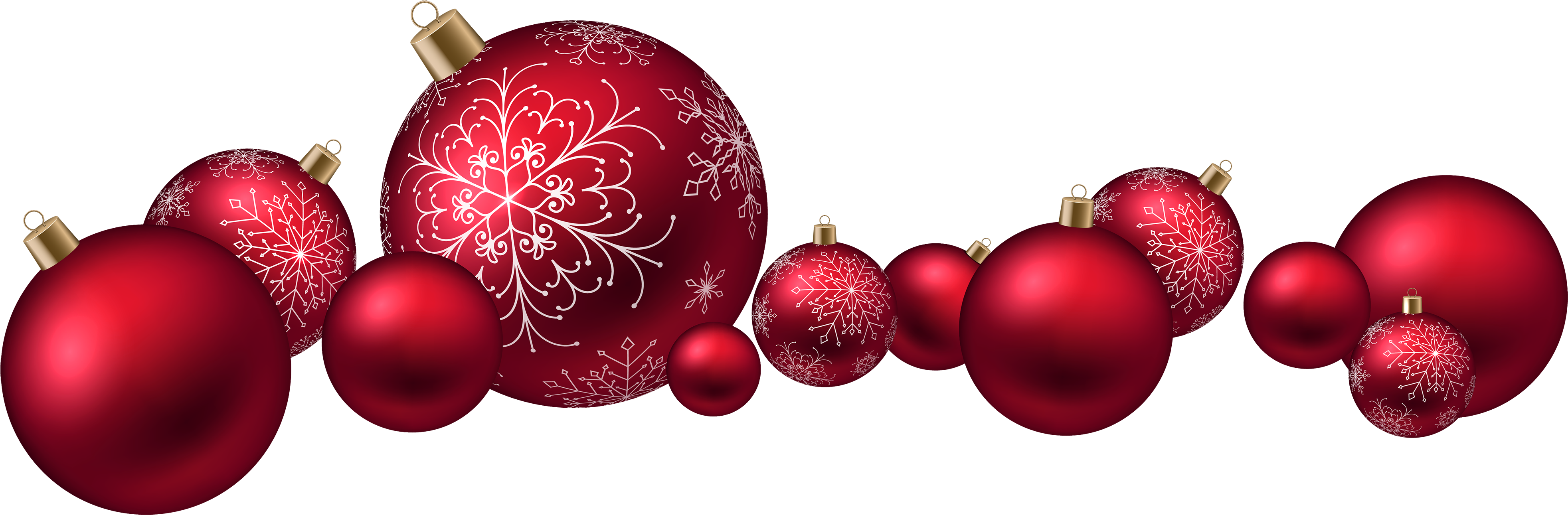 Red Christmas Ball Png Clipart - Red Christmas Balls Png (4000x1362)