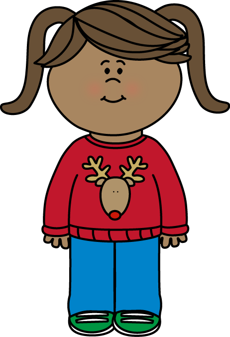 Christmas Clipart Clothes - Wearing Sweater Clipart (462x677)