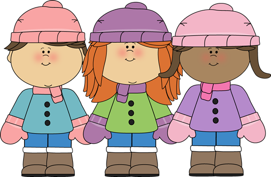 Cap Clipart Winter Jacket - Kids In Winter Clothes Clipart (550x359)