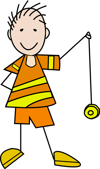 Playing Boy, Happy, Kid, Kids, Cartoon, Play, Children, - Play With A Yoyo (427x720)