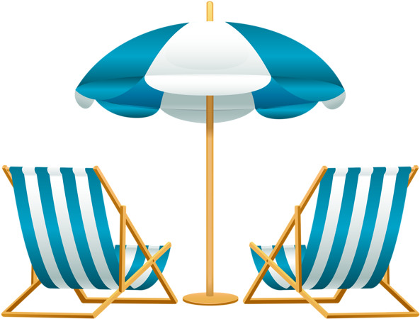 Beach Umbrella With Chairs Free Png Clip Art Image - Beach Chair And Umbrella Clipart (640x480)