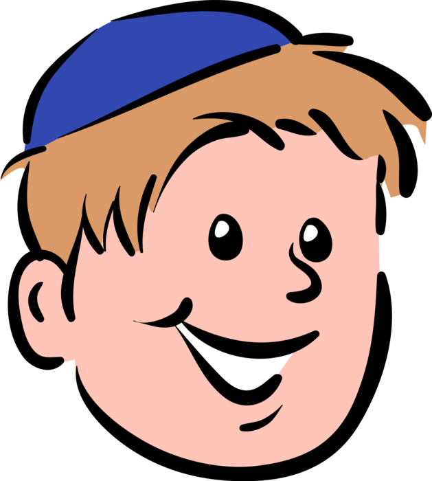 Vector Illustration Of Boy Wears Jewish Kippah Kip - Junge Clipart (629x700)