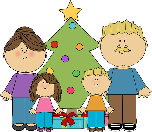 Christmas - Family At Christmas Clip Art (500x436)