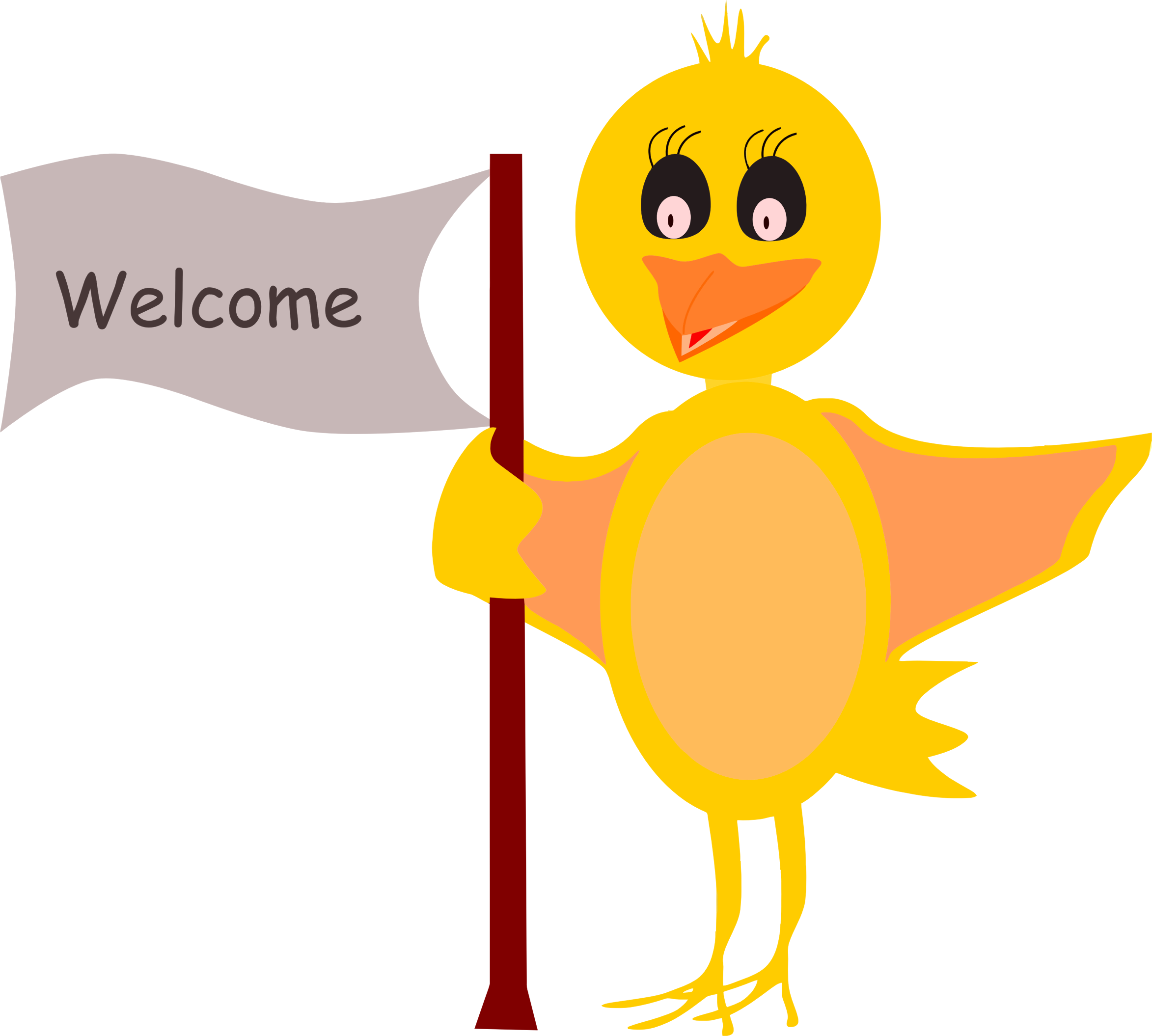 Cartoon Bird With Welcome Sign - Cartoon Bird - (2346x2110) Png Clipart  Download