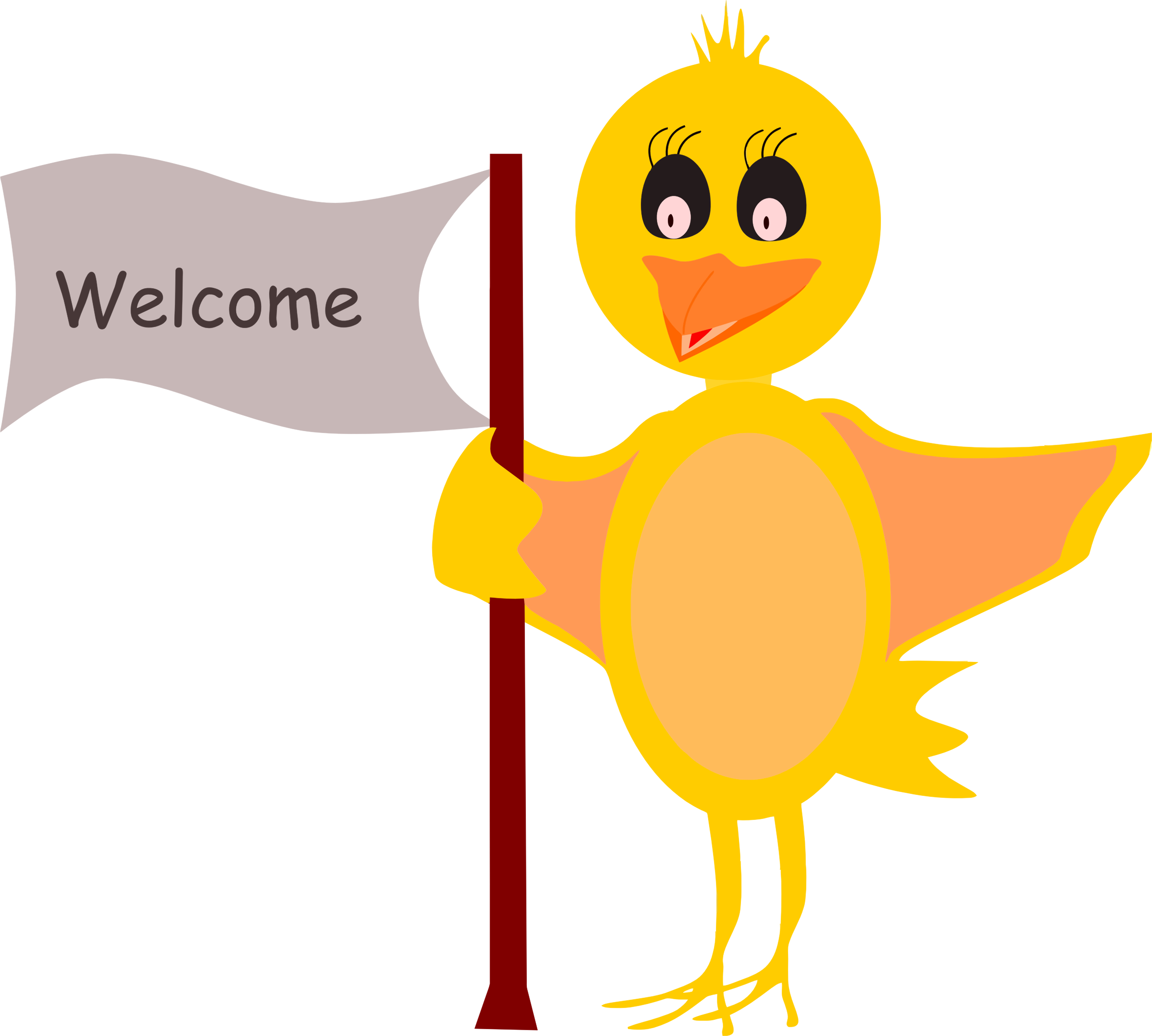 Cartoon Bird With Welcome Sign - Cartoon Bird (2346x2110)