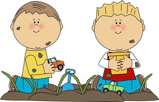 Outside Clipart May - Boys Playing In Dirt Clipart (550x353)