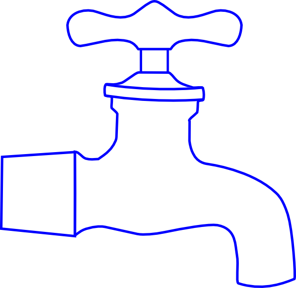 Faucet Blue Clip Art At Clker - Plumbing Clip Art (600x585)