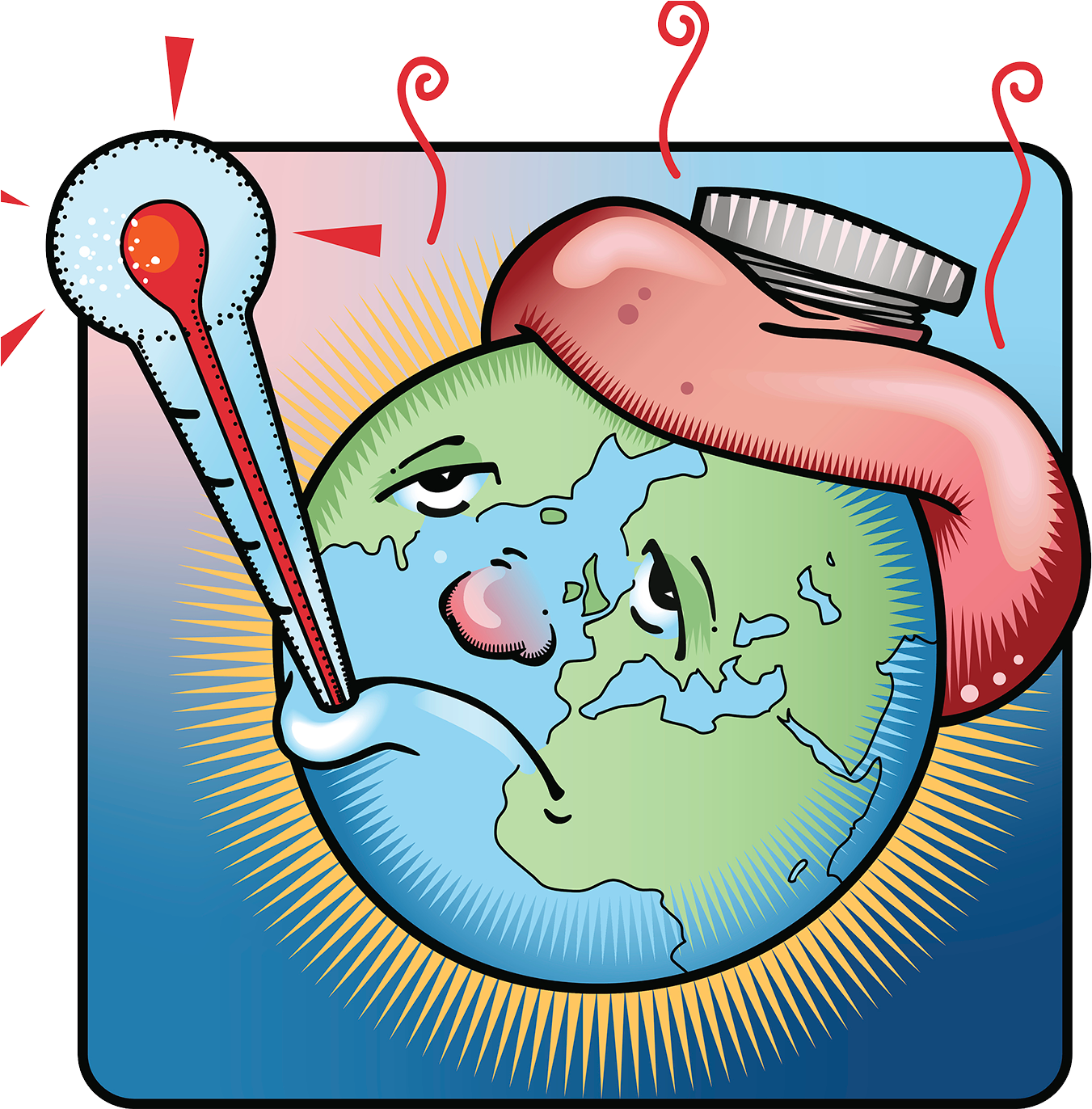 Fever Hot Water Bottle Illustration - صور ارتفاع درجة الحرارة (1351x1419)