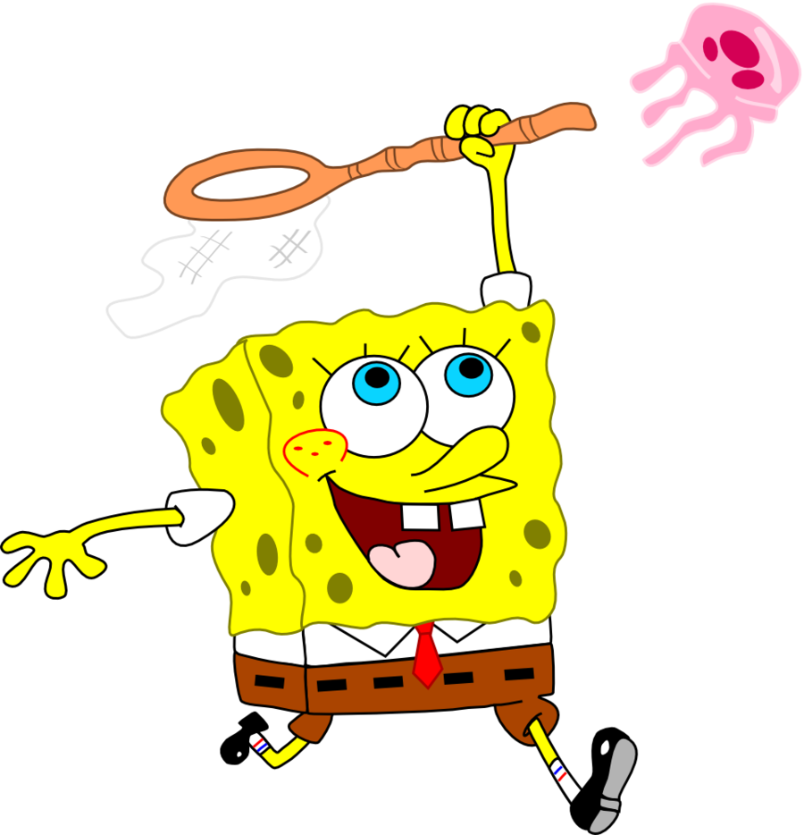 Spongebob Jellyfishing By Coconautical-d56hdg0 - Spongebob With Jellyfish Net (900x934)