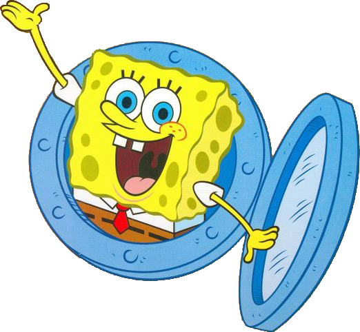 Spongebob Waving From His Window - Spongebob And Friends Png (522x482)