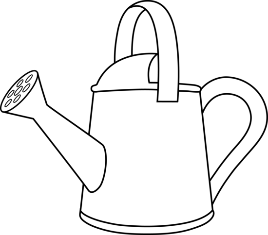 Watering Can Clip Art - Black And White Watering Can Outline (550x484)