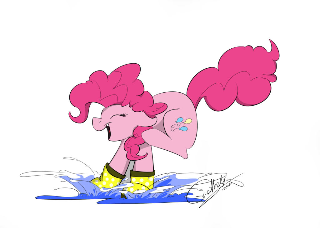 Rutkotka, Pinkie Pie, Puddle, Rain Boots, Safe, Solo, - Illustration (1024x731)