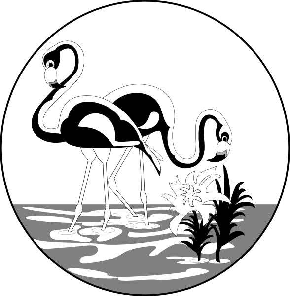 Black And White Flamingos Clip Art - Flamingos Black And White Clipart (588x600)