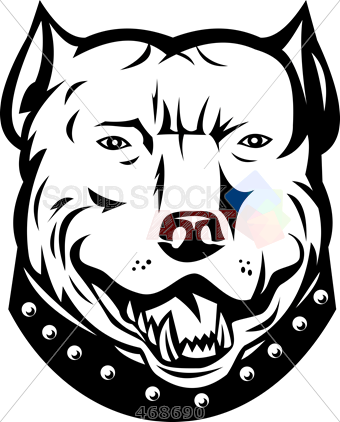 Stock Illustration Of Old Fashioned Cartoon Drawing - American Pit Bull Terrier (340x422)