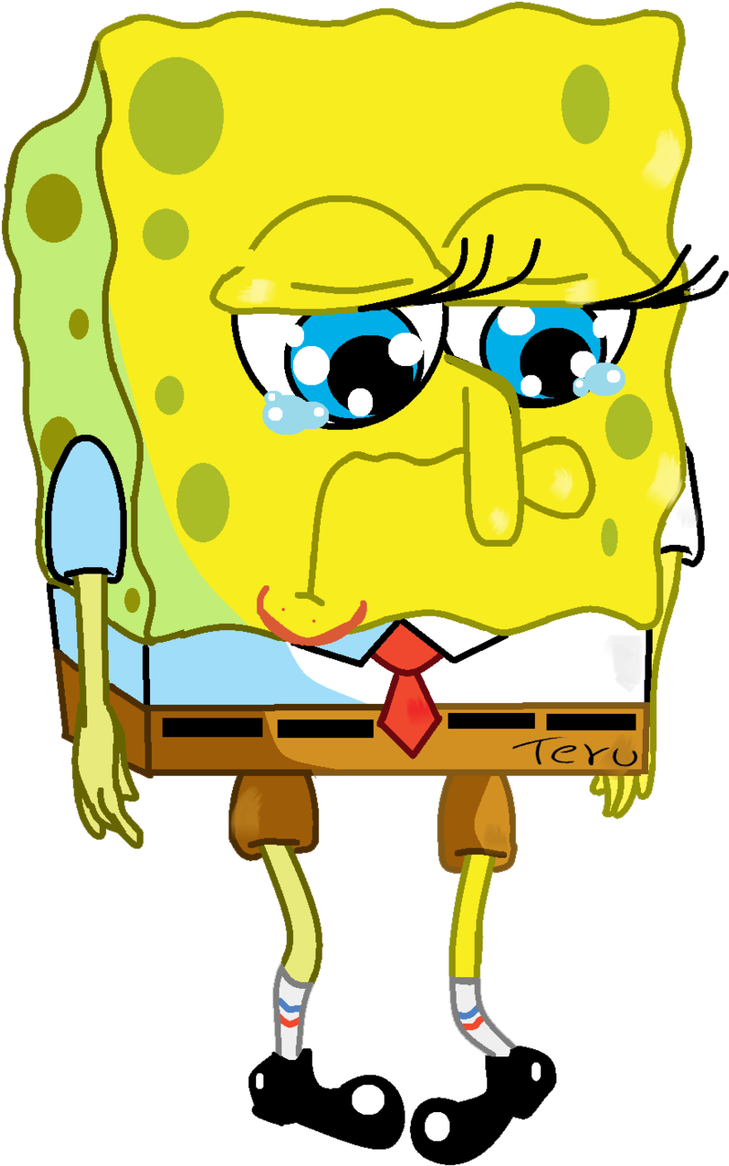 Sad Spongebob Clipart - Spongebob Crying Png (1024x1437)