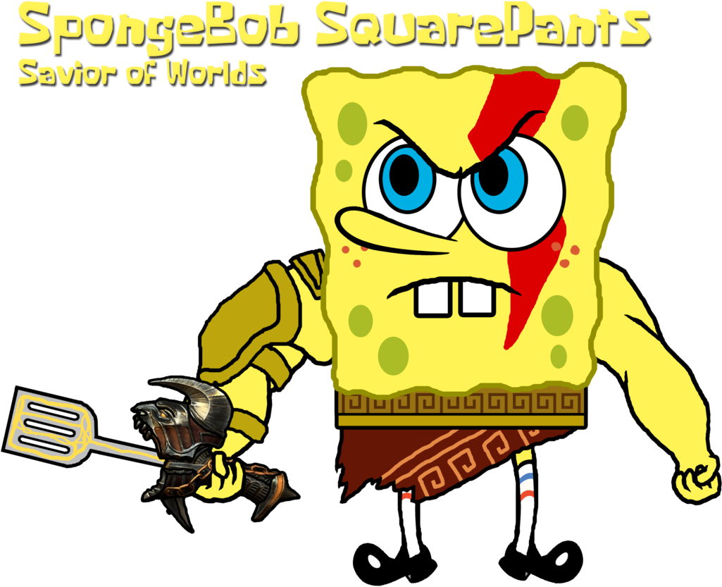 Spongebob Squarepants Savior Of Worlds By Crisostomo - Kratos Spongebob (1024x881)