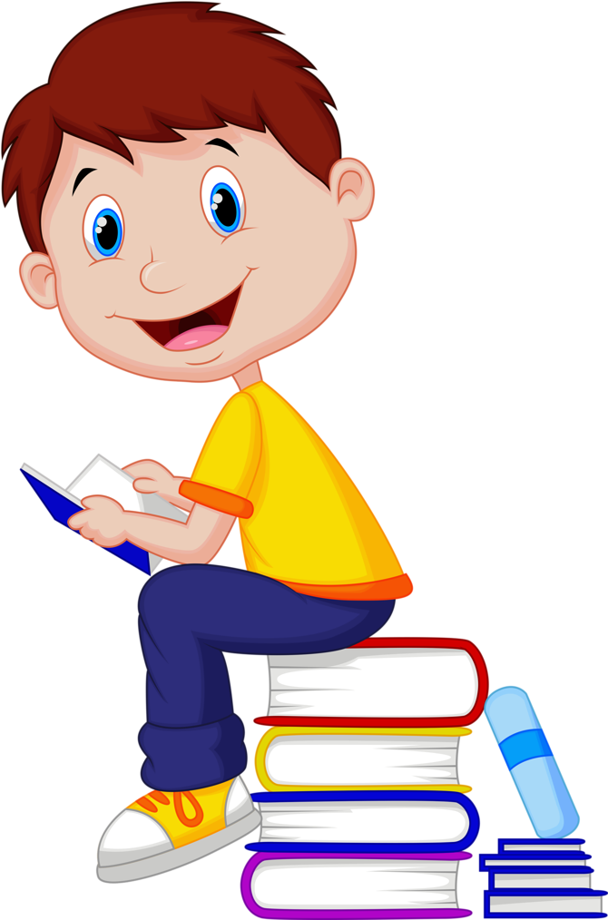 Wall Murals And Wallpaper Murals Of Boy Reading Book - Boy With Book Cartoon (673x1024)