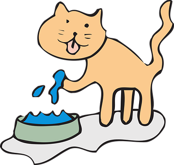 Cat, Water, Bowl, Drinking, Paw, Pet - Pet Water Clip Art (359x340)