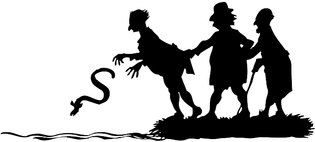 Drowning Snake, Water, People, Silhouette, Kids, Throw, - Siluetas De Vida (640x320)