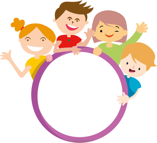 Cuatro Niños Y Círculo - Kids Cartoon Circle (500x457)