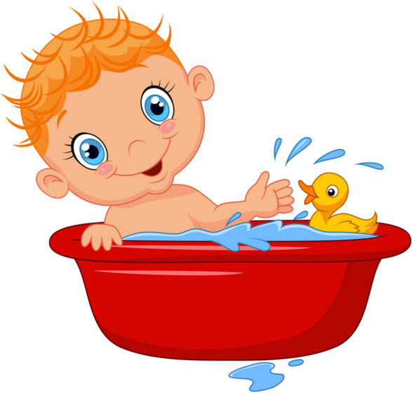 Illustration Of Cartoon Baby In A Bath Splashing Water - Bathing Cartoon (600x578)