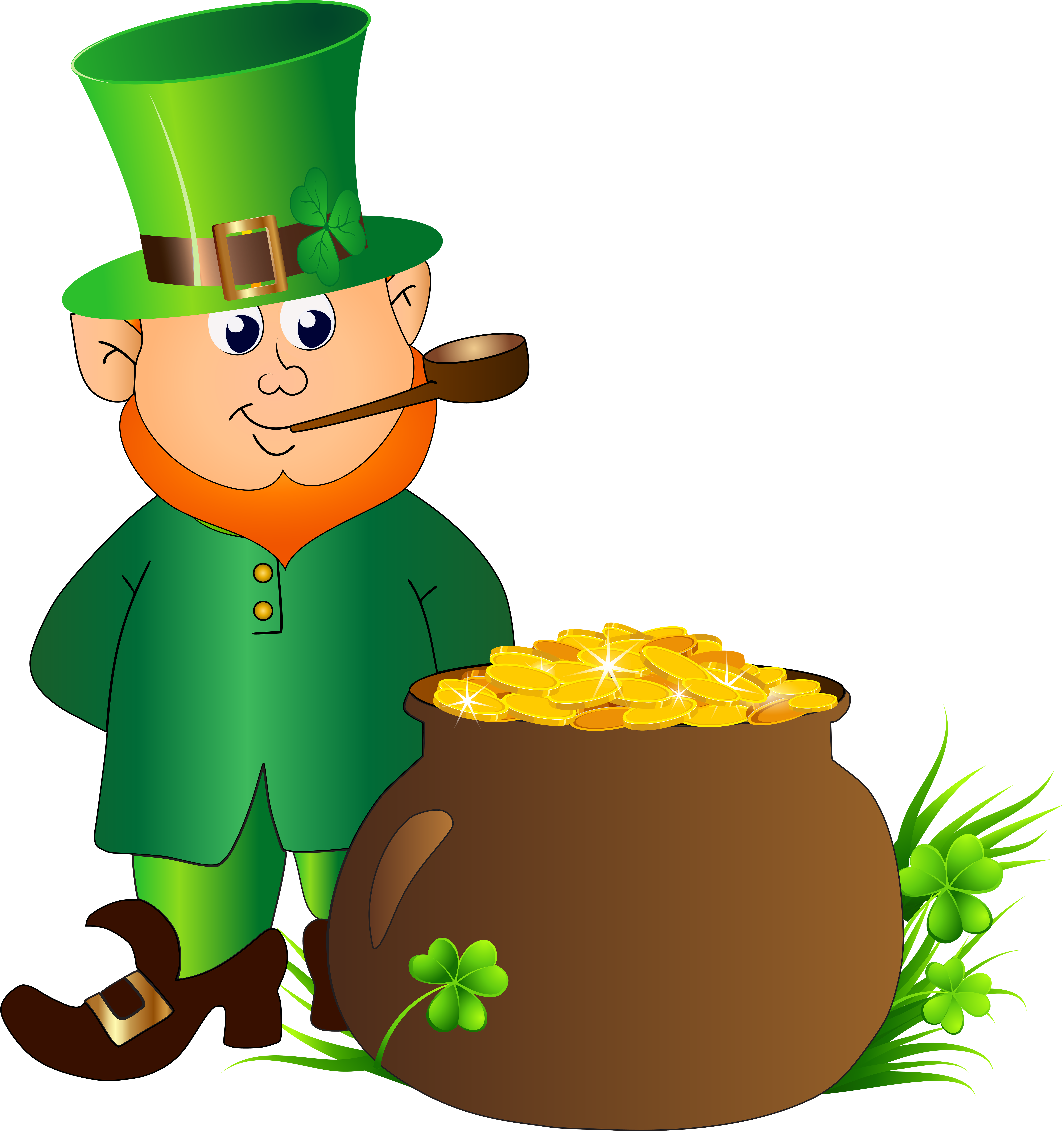 Leprechaun With Pot Of Gold Transparent Png Clip Art - Leprechaun With Pot Of Gold Transparent Png Clip Art (7525x8000)