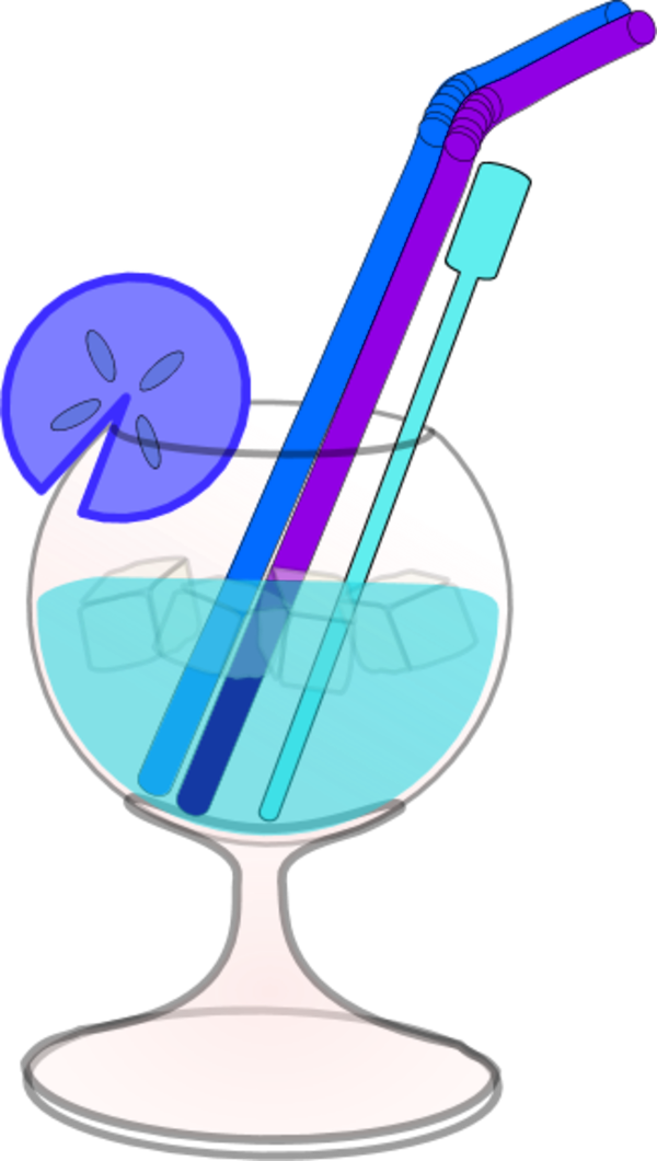 Glass Juice Straw Lemon Ice - Cocktail Clip Art (600x1060)