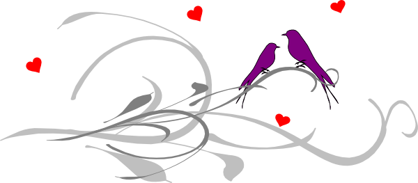 Love Birds On A Branch Svg Clip Arts 600 X 263 Px - Clip Art (600x263)