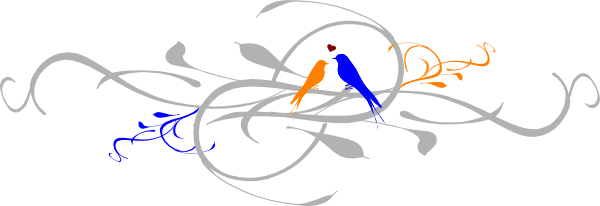 Love Birds On A Branch Clip Art At Clker - Love Birds Design Png (600x206)