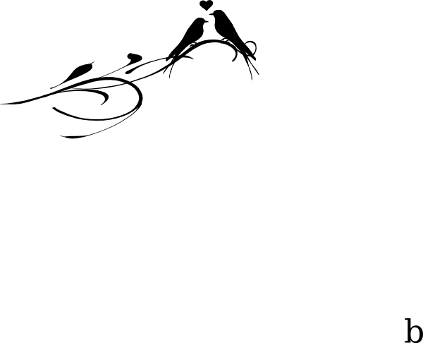 Love Birds On A Branch Svg Clip Arts 600 X 486 Px - Einfaches Elegantes Vogel-strudel-willkommen Karte (600x486)