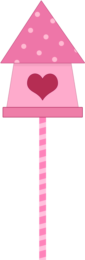 Pink In Love Birds Clipart - Casitas De Pajaritos En Png (600x900)