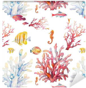 Watercolor Coral Reef Seamless Pattern - Watercolor Coral (400x400)