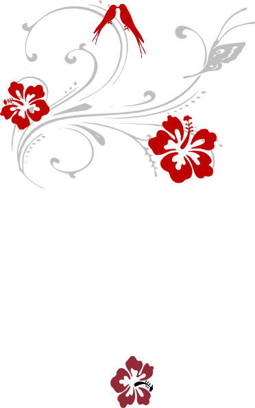 Butterfly Scroll With Birds And Hibiscus Clip Art - Hibiscus Clip Art (372x596)