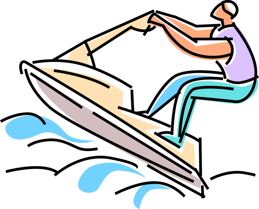 Vector Illustration Of Personal Watercraft Water Sports - Vector Illustration Of Personal Watercraft Water Sports (864x700)