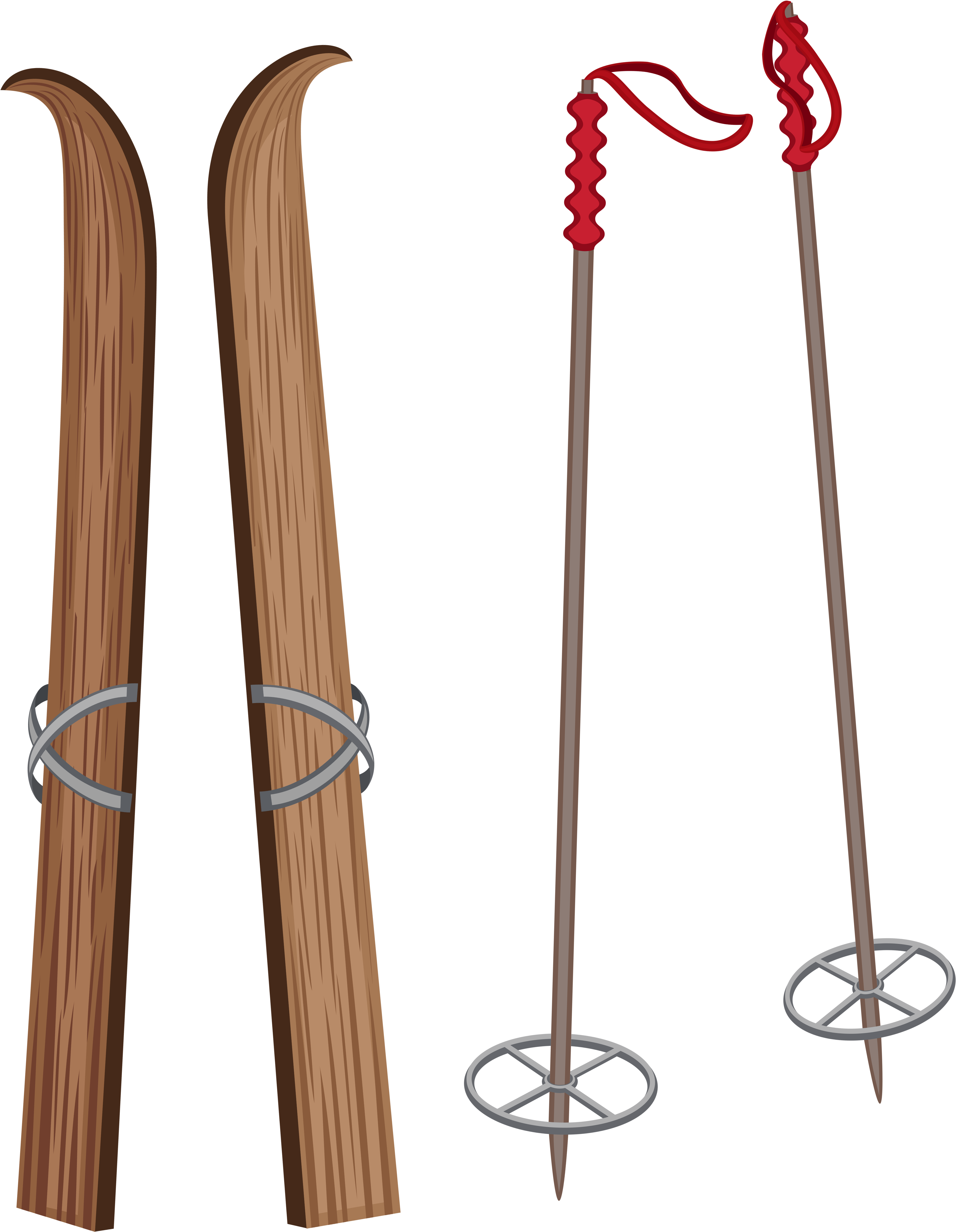 Old Wooden Ski Png Clipart Image - Skis Clipart Transparent (4132x5192)